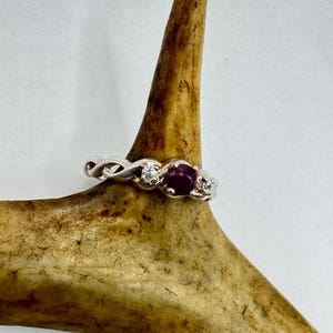 Vintage Pink Ruby Cocktail Ring Band 925 Sterling Silver