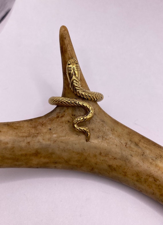 Vintage Gold Snake Ring | Gold Bronze Band | Uniqu