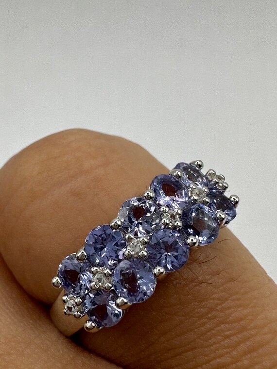 Vintage Blue Tanzanite Wedding Ring Band 925 Ster… - image 4