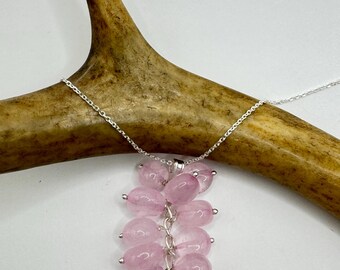 Collana girocollo vintage in quarzo rosa - Collana in argento sterling con pietra preziosa rosa