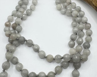 【Gian Paolo Fantoni】BEADS NECKLACE グレー Vintage Gray Chalcedony Jumprope Necklace: Minimalist Long Beaded