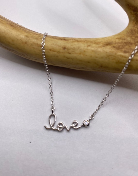 Minimalist Dainty 925 Sterling Silver Love Necklac