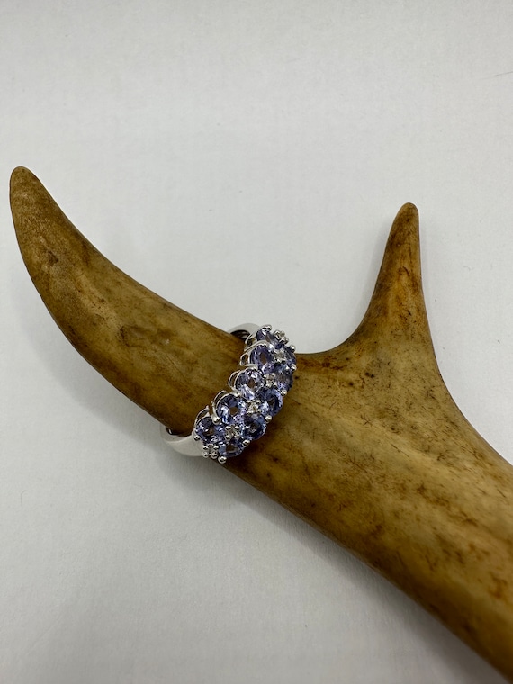 Vintage Blue Tanzanite Wedding Ring Band 925 Ster… - image 2