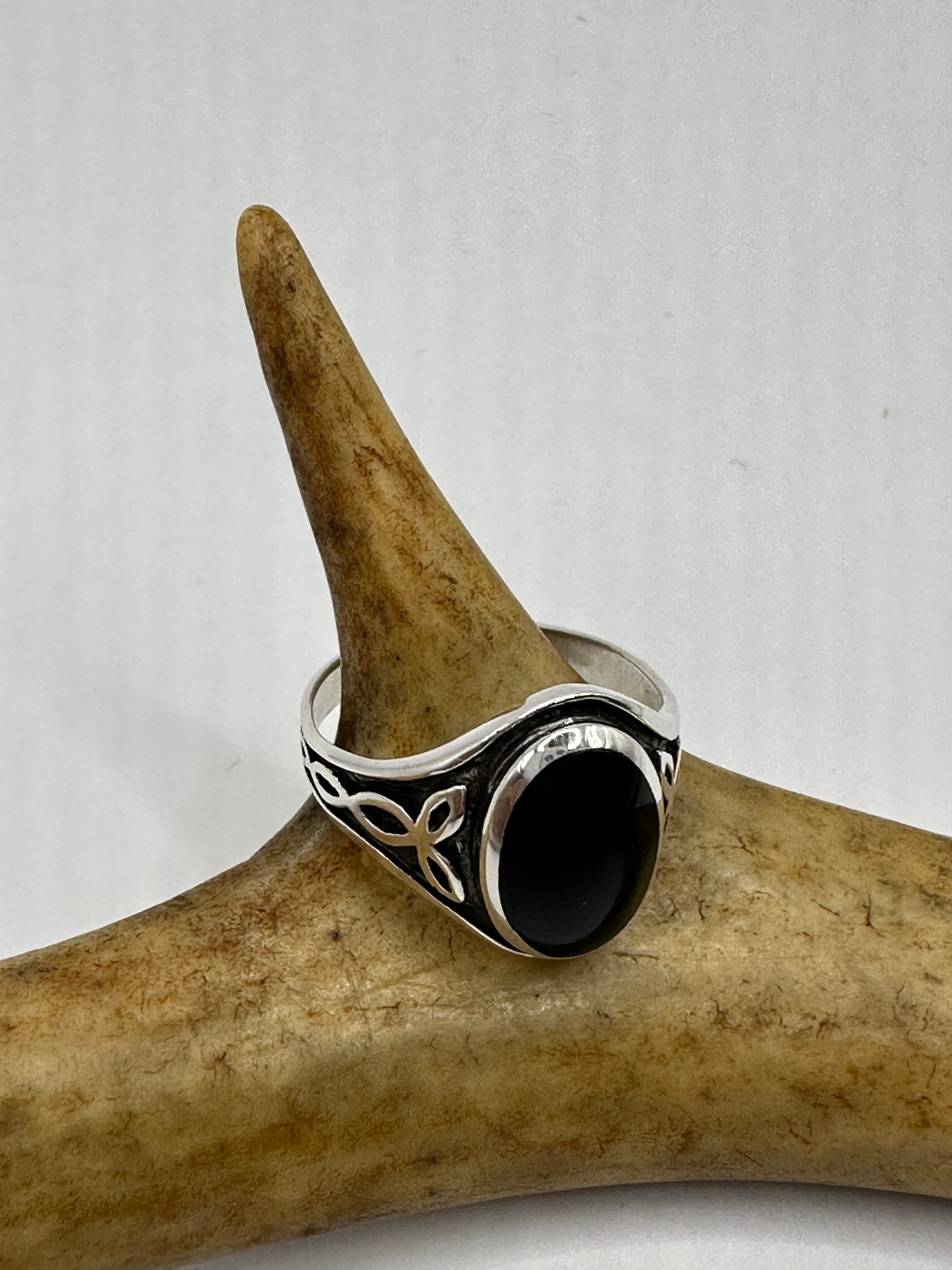 Vintage Black Onyx Celtic Knot Ring Band 925 Sterling Silver - Etsy