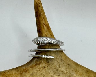 Vintage Sterling Silver Snake Ring: Adjustable Serpent Band