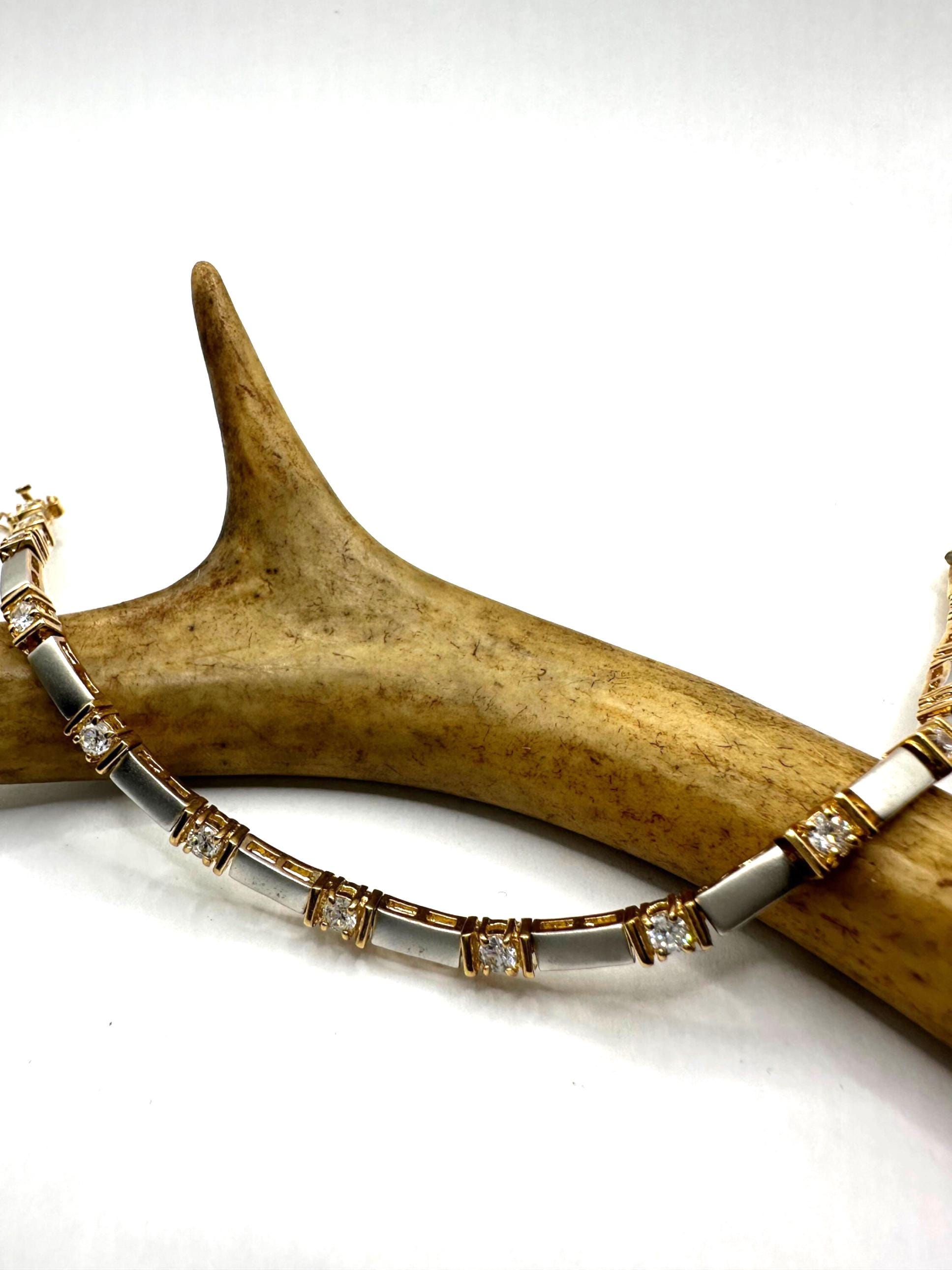 Vintage Gold Tennis Bracelet | Silver Bar Diamond Look CZ Vintage Gold Tennis Bracelet | Silver Bar Diamond Look CZ