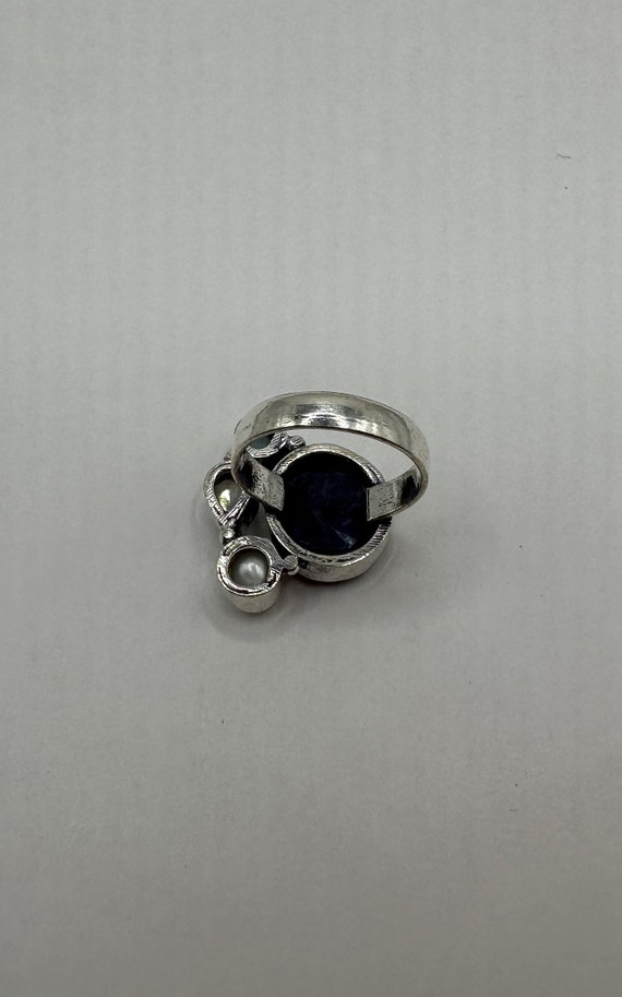 Vintage Raw Blue Sapphire Rainbow Moonstone Ring … - image 4