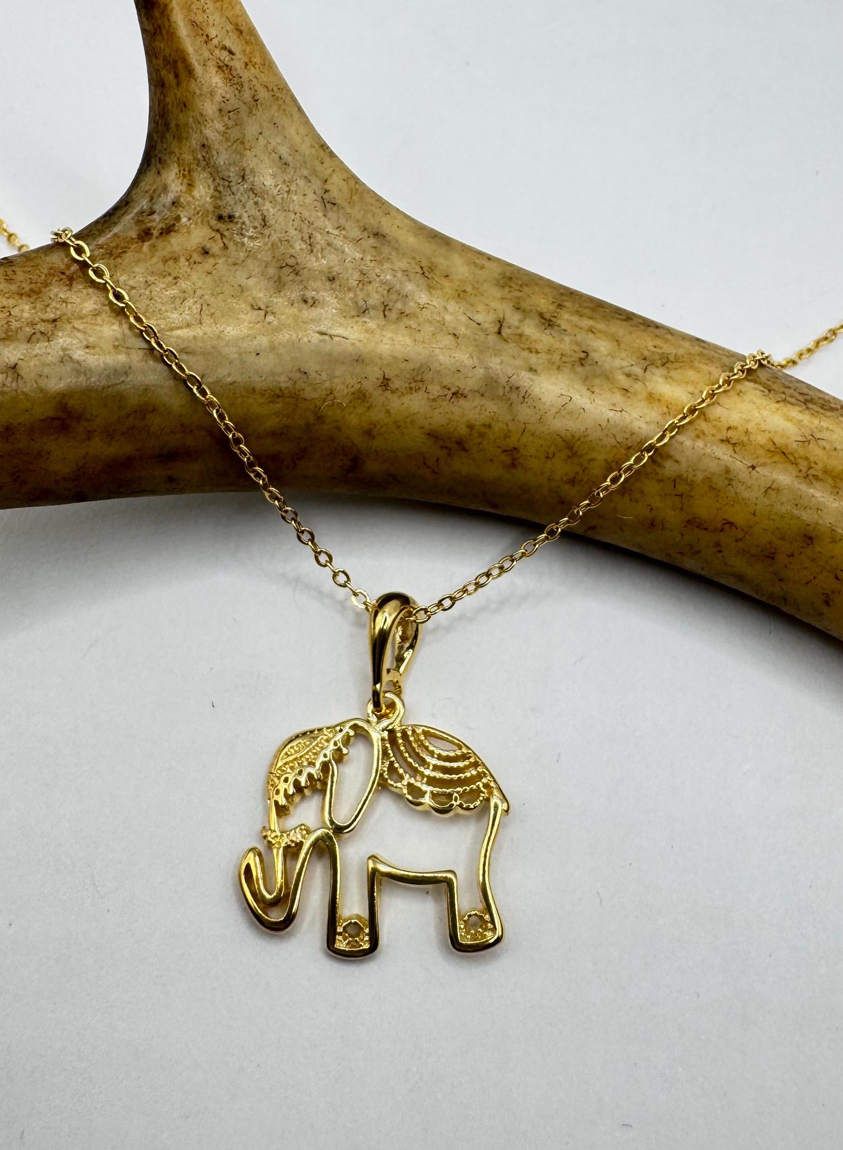 Collier Pendentif éléphant En Hématite Naturelle - Pierre Fine Porte-bonheur