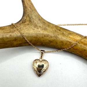 Vintage Gold Medaillon Halskette | Herz Foto Charm 9K GF Kette | Mini Foto Zierliche Erinnerung Anhänger Halskette Jeden Tag Schmuck Geschenk