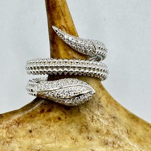 Vintage Sterling Silver Snake Ring: Adjustable Serpent Band