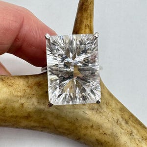 Vintage Clear Quartz Statement Ring 925 Sterling Silver
