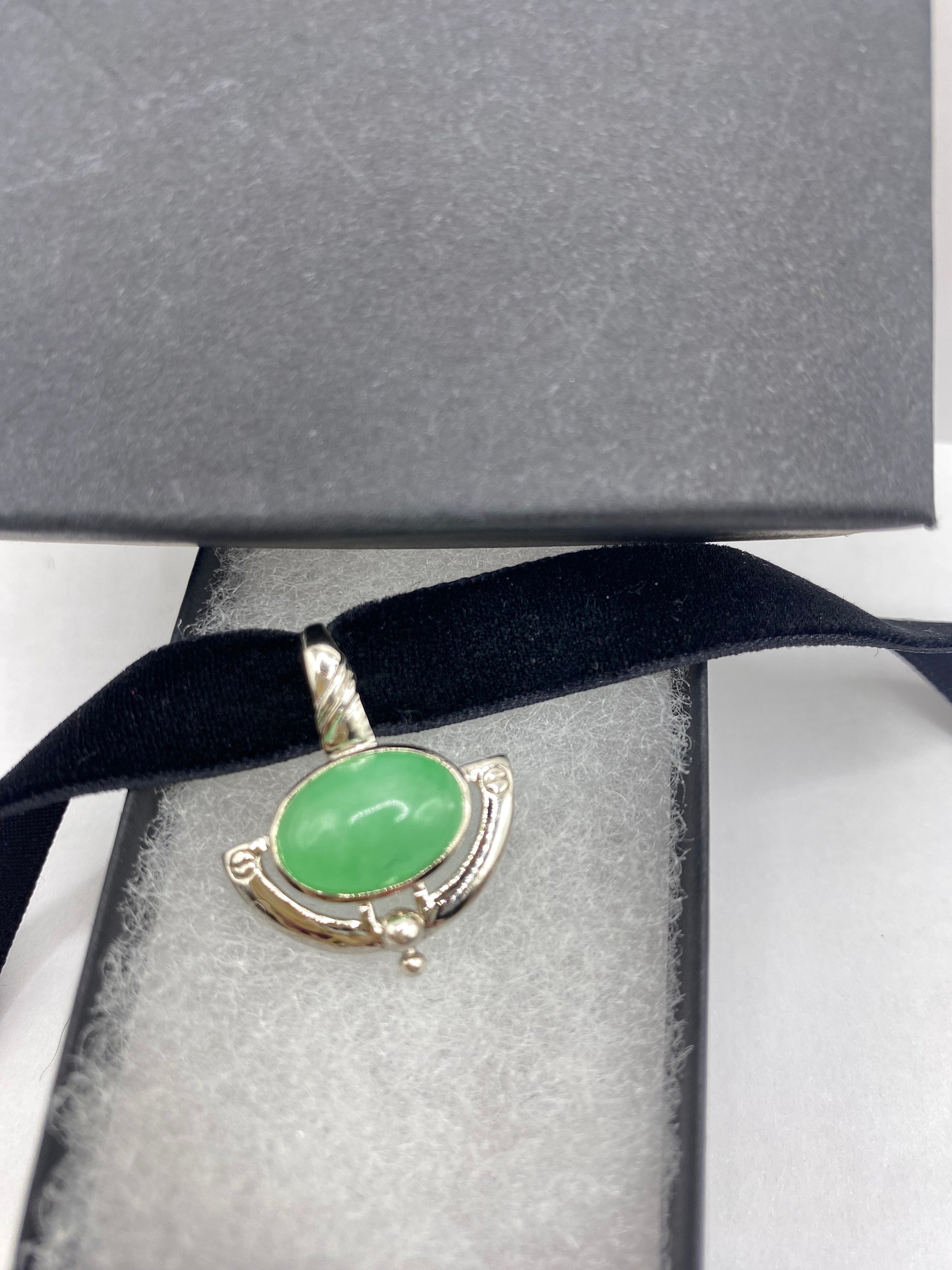 Sterling Silver 925 Necklace Pendant Green Stone - Etsy