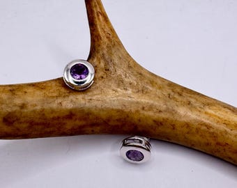 Vintage Amethyst Sterling Silver Stud Earrings