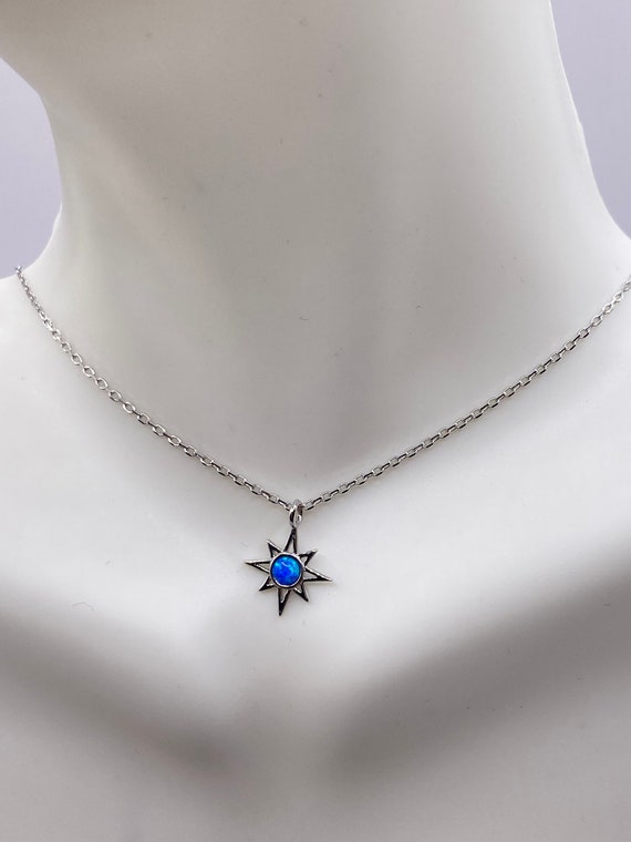 Vintage tiny opal star on a chain minimalist neck… - image 6