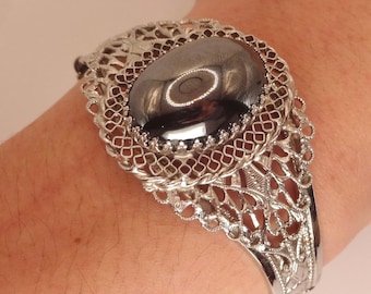 Brazalete vintage de hematita negra / Brazalete brillante / Elegante para bodas y uso diario