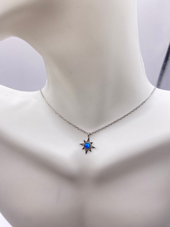Vintage tiny opal star on a chain minimalist neck… - image 2