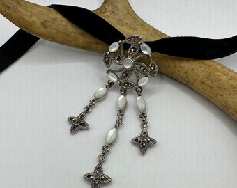 ヴィンテージ マーカサイト チョーカー 925 スターリングシルバー デコ