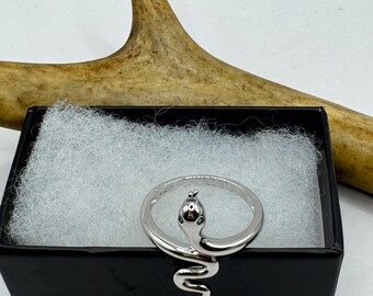 Bague Ancienne Argent Massif 925 - Forme Serpent, Taille 54, Anneau Simple Créateur