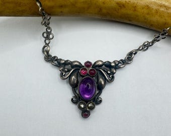Vintage Purple Amethyst 925 Sterling Necklace