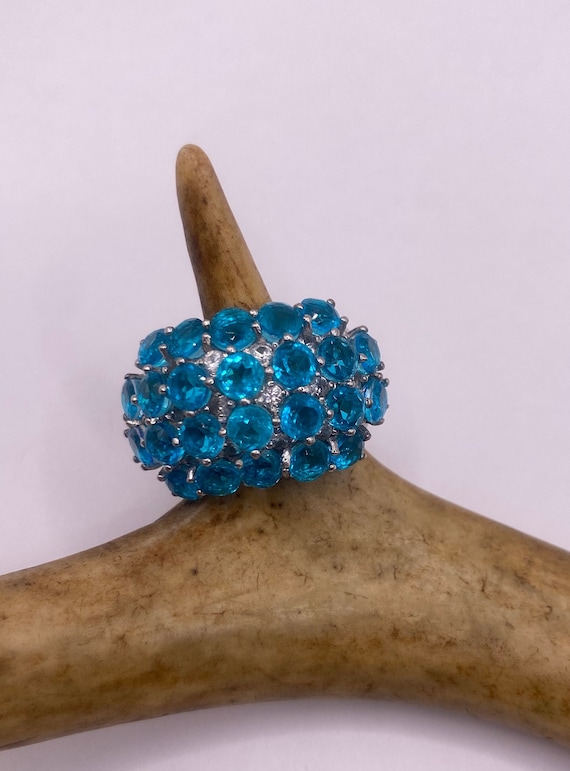 Vintage Silver Ring | Blue  Fluorite Crystal Diamo
