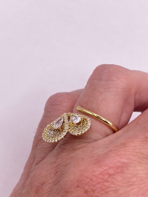 Vintage Gold Ring | Cubic Zirconia Crystal Diamon… - image 4