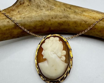 ヴィンテージカメオネックレス：ゴールドフィルドペンダント、繊細な