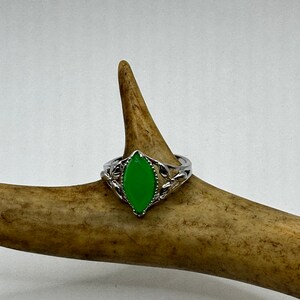 Vintage Silver Green Jade Lucky Cocktail Ring | Promise Ring