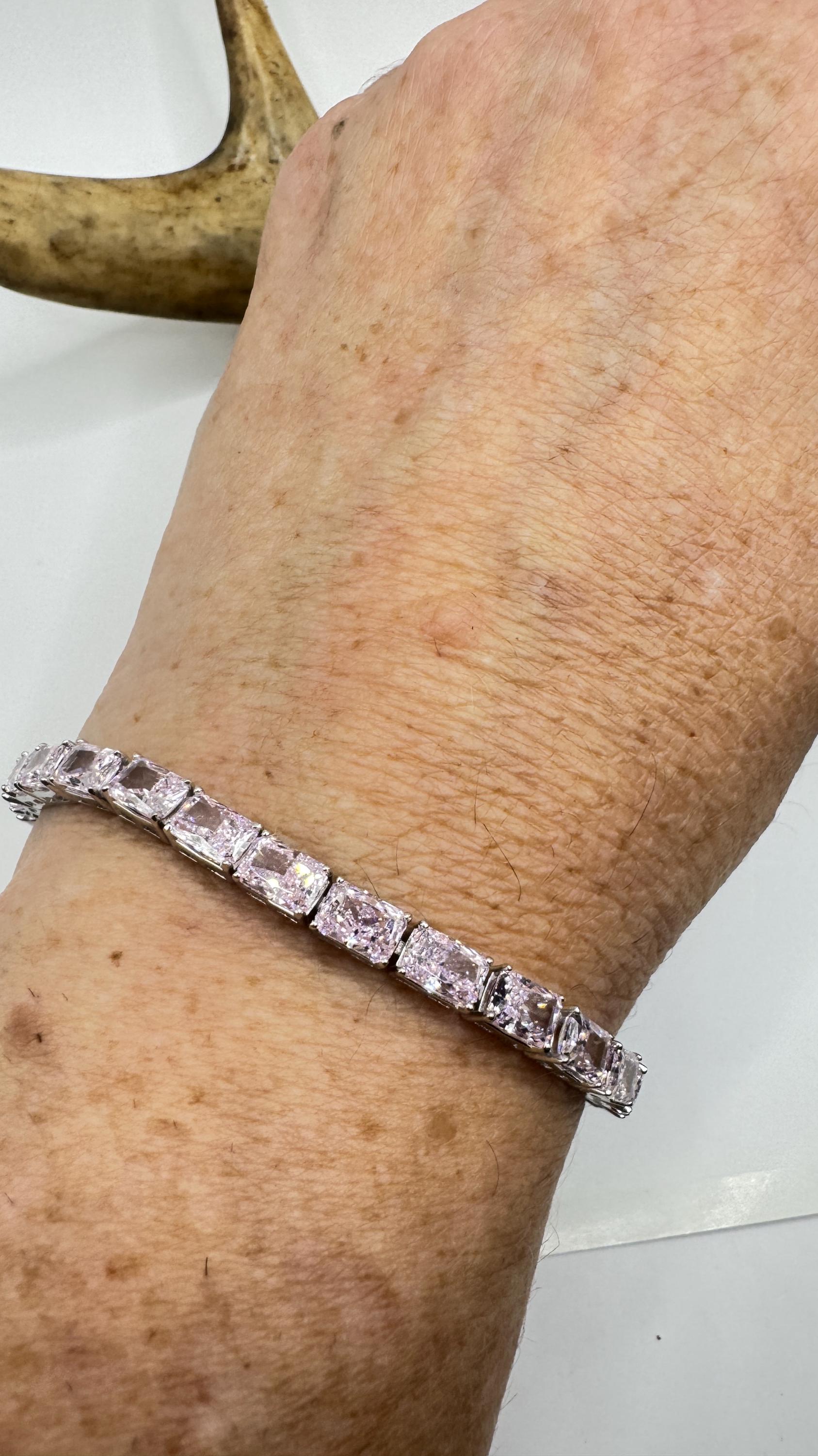 Tennis Bracelet: Vintage Pink Ice CZ - Sterling Silver  display picture 1