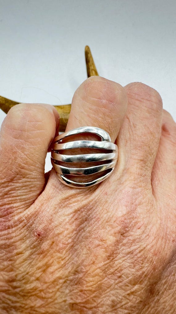 Vintage Boho Sterling Silver Statement Ring - Siz… - image 6