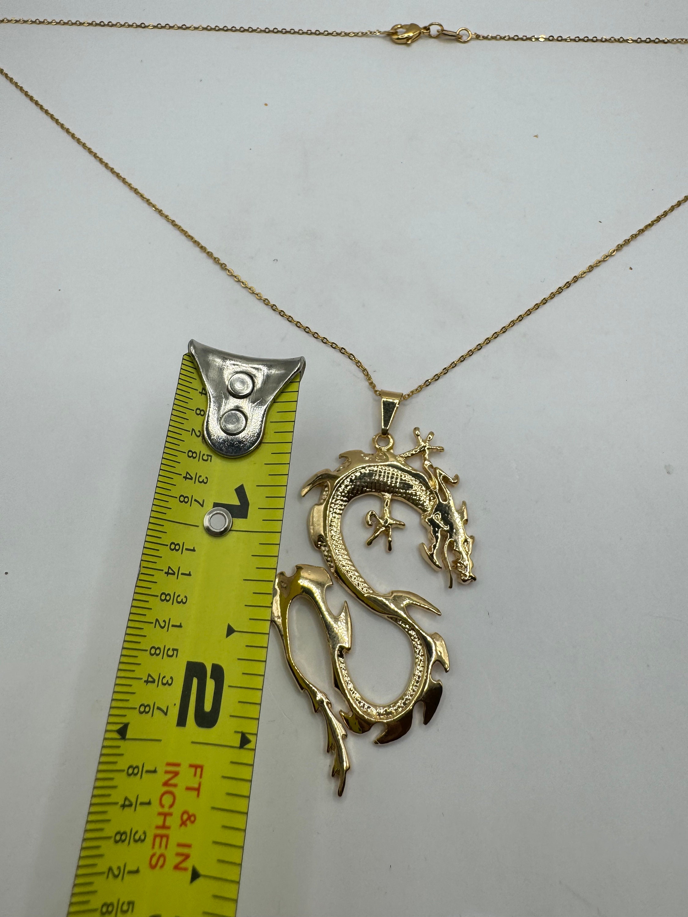 Collier Dragon En Or Plaqué - Pendentif Dragon Détaillé - Chaîne Réglable 42-47 Cm - Cadeau Pour Femme Et Fille
