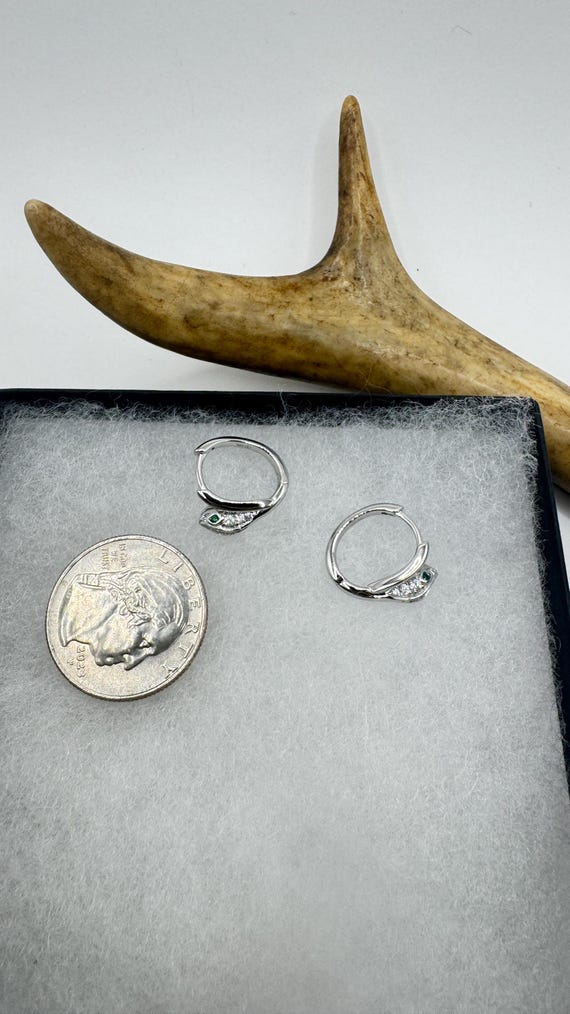 Vintage Snake Serpent Earrings 925 Sterling Silver View 4