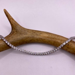 Vintage Sterling Silver CZ Gemstone Tennis Bracelet - Elegant Everyday or Prom Jewelry