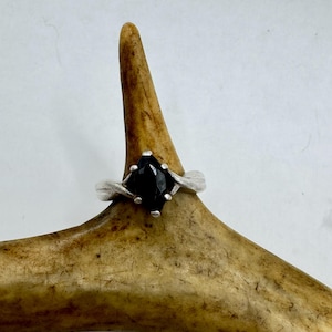 Vintage Black Onyx Cocktail Ring 925 Sterling Silver Band Deco Antique Cocktail Statement ring