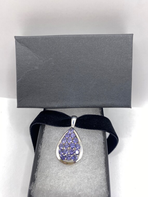 Vintage Blue Iolite 925 Sterling Silver Black Vel… - image 8