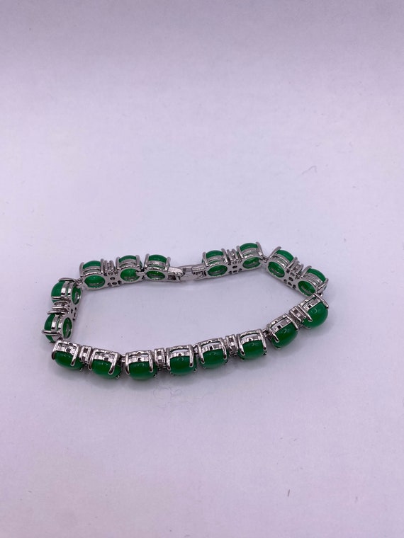 Vintage Green Aventurine Jade Lucky Bracelet - Si… - image 5