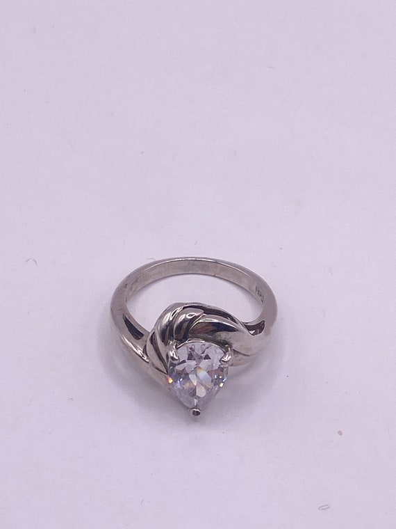 Vintage Silver Ring | Cubic Zirconia Clear Crysta… - image 2