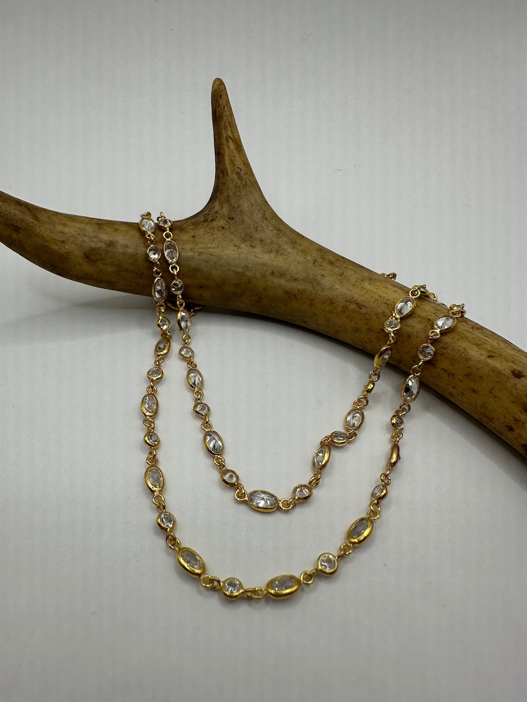 ヴィンテージキュービックジルコニア925スターリングシルバーチェーン