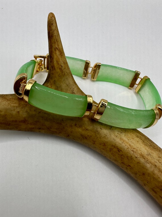 Vintage Gold Jade Bracelet | Green Aventurine Fun 