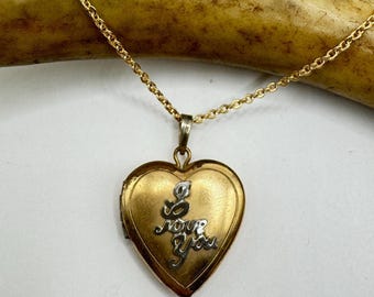 Colar vintage com pingente em forma de coração banhado a ouro – Pingente para foto gravada.