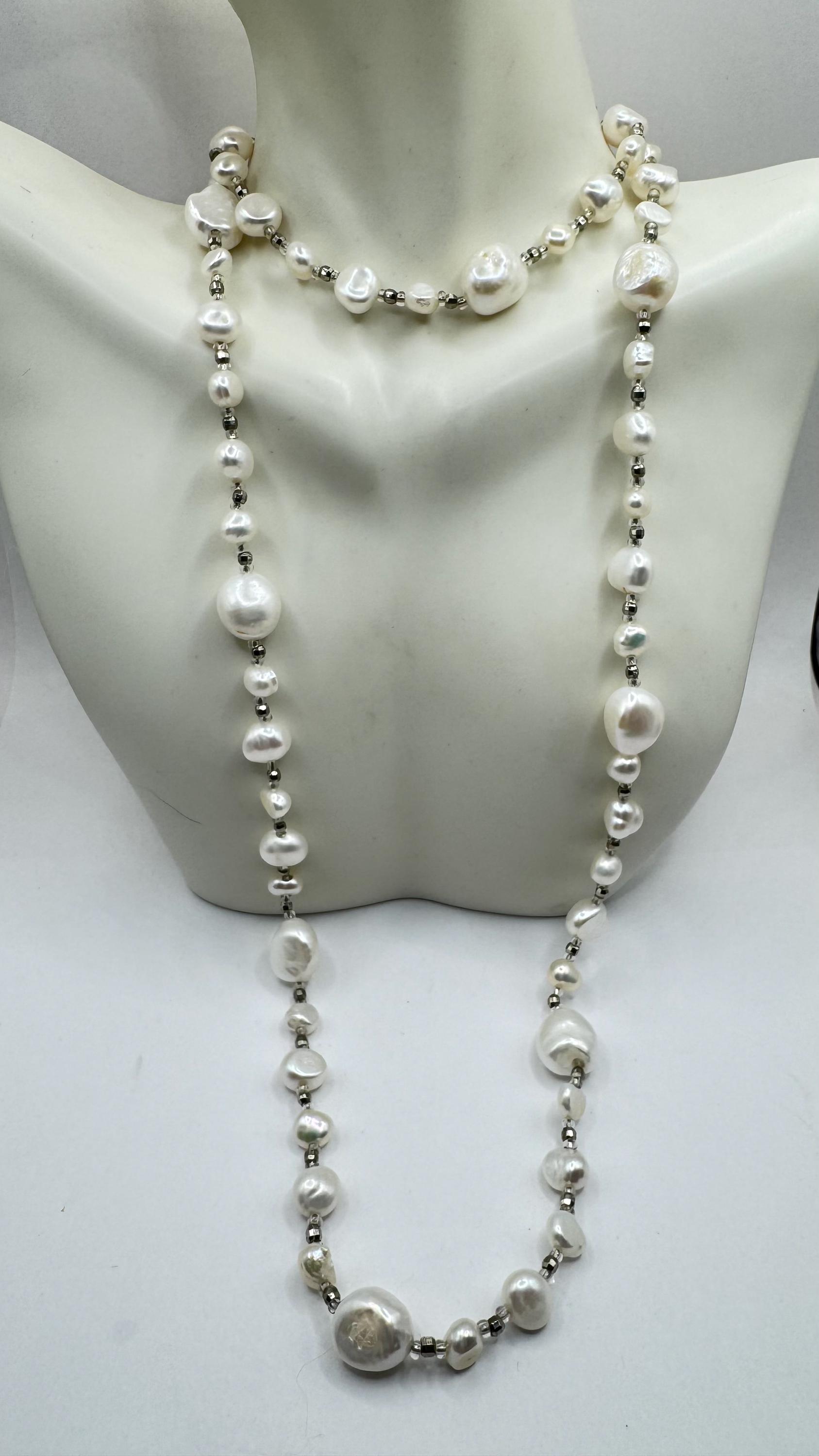 ★関税込★VINTAGE HOLLYWOOD★Gemstone Silky Pearl Necklace★ ☆【VINTAGE HOLLYWOOD】☆Gemstone Silky Pearl Necklac.e☆