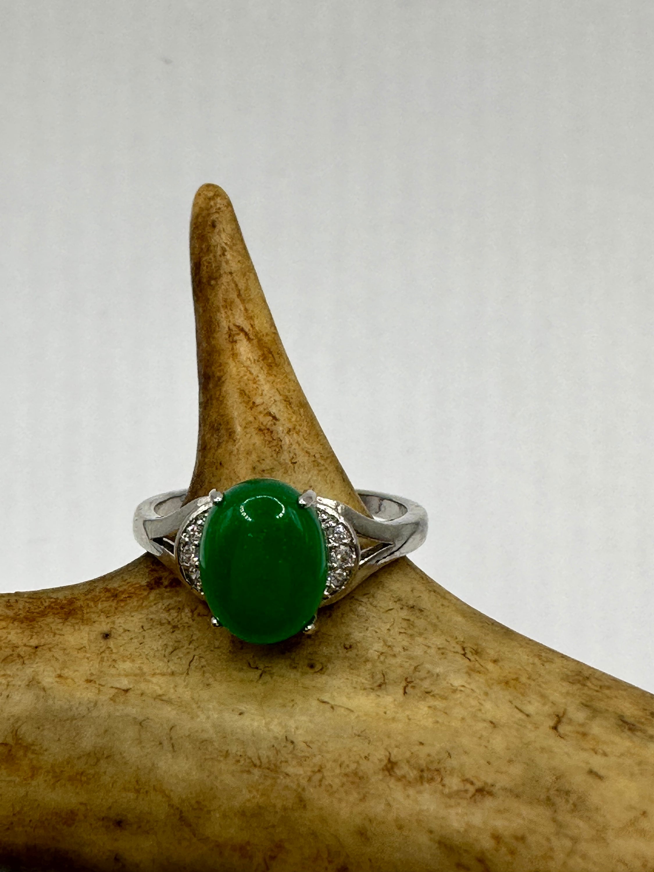 Vintage Silver Green Jade Lucky Cocktail Ring - Etsy