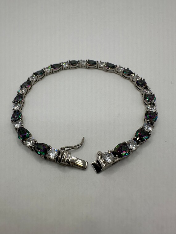 Silber Armband Mit Steinen Tennis-Armband 925 Sterlingsilber Mit Blauem Saphir & Weißem Topas – Verstellbar, Handgefertigt In Italien Topas Schmuck