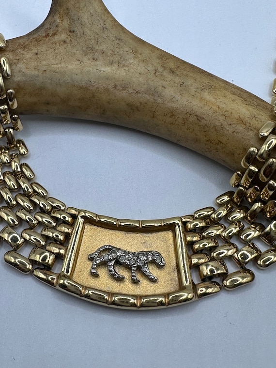 Vintage Cat Cougar Chain Golden Sterling Silver Ne