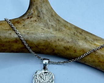 Vintage Schutzengel Flügel Anhänger Halskette 925 Sterling Silber an feiner Kette
