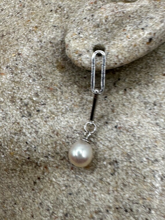 Vintage Silver Earrings | Deco White Pearl 925 St… - image 6