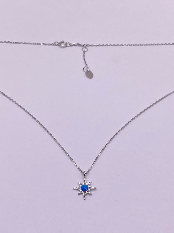 Vintage tiny opal star on a chain minimalist neck… - image 4