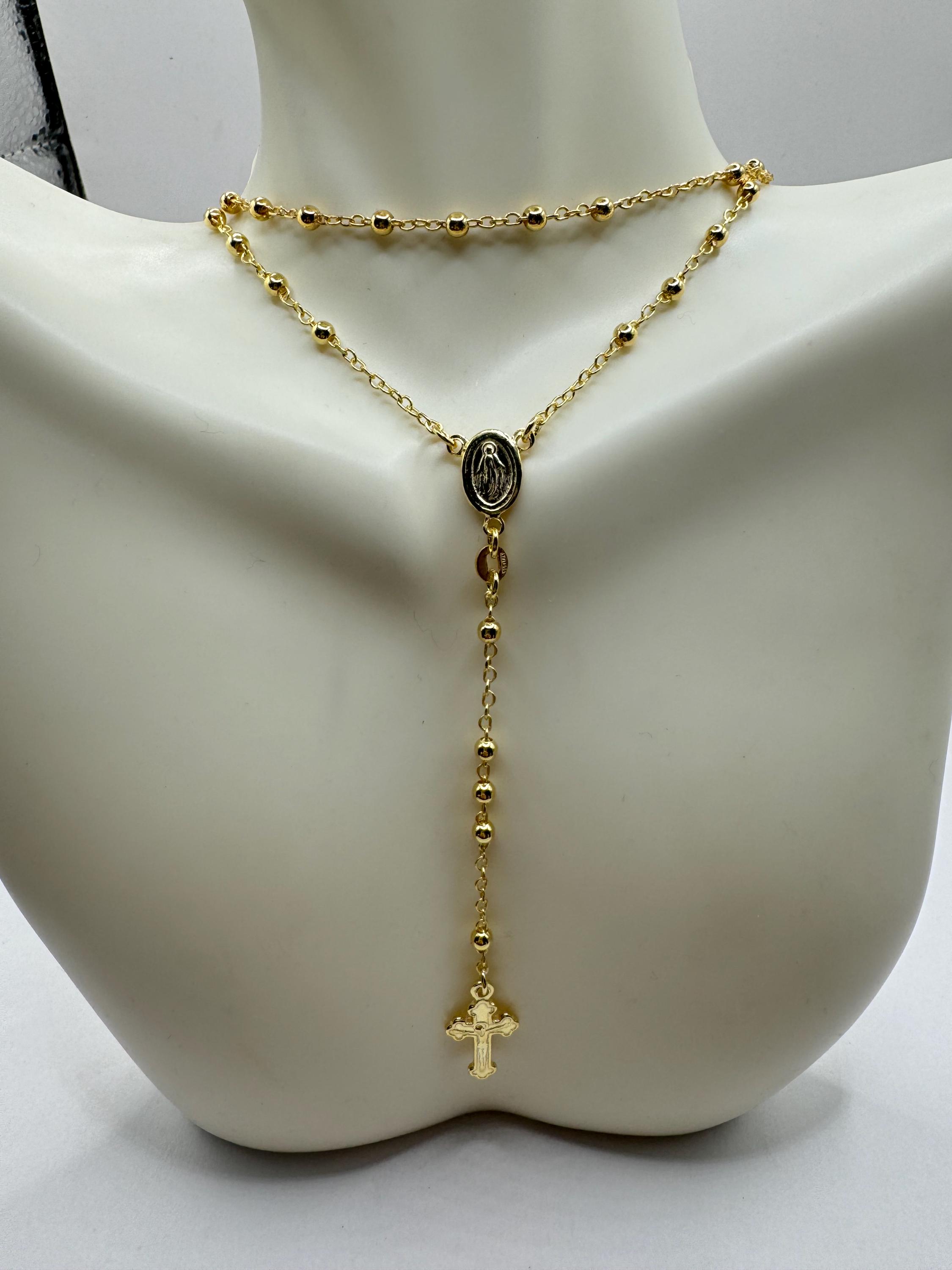 ヴィンテージロザリオネックレス：ゴールド925スターリングシルバー