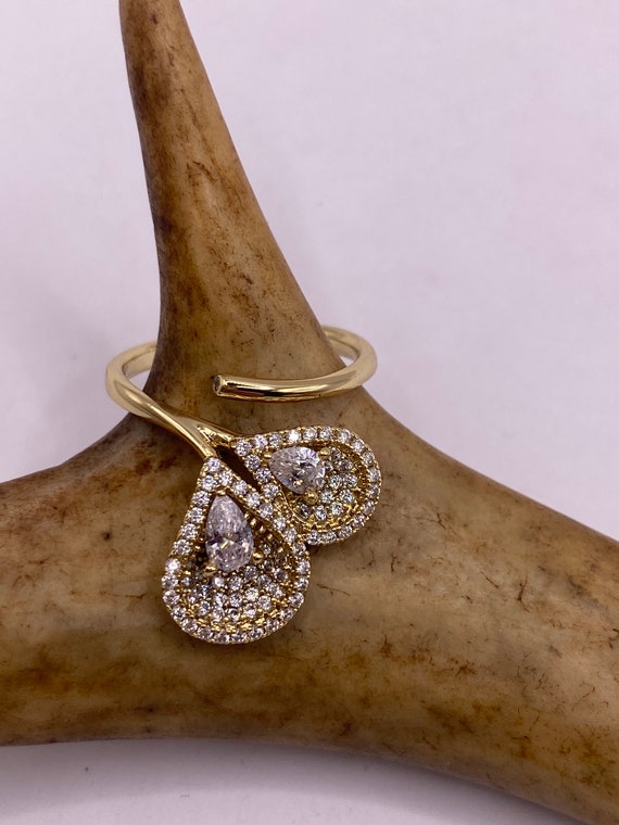 Vintage Gold Ring | Cubic Zirconia Crystal Diamon… - image 1