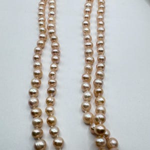 Vintage Pink Pearl Necklace: Hand Knotted 44-inch Gemstone Statement