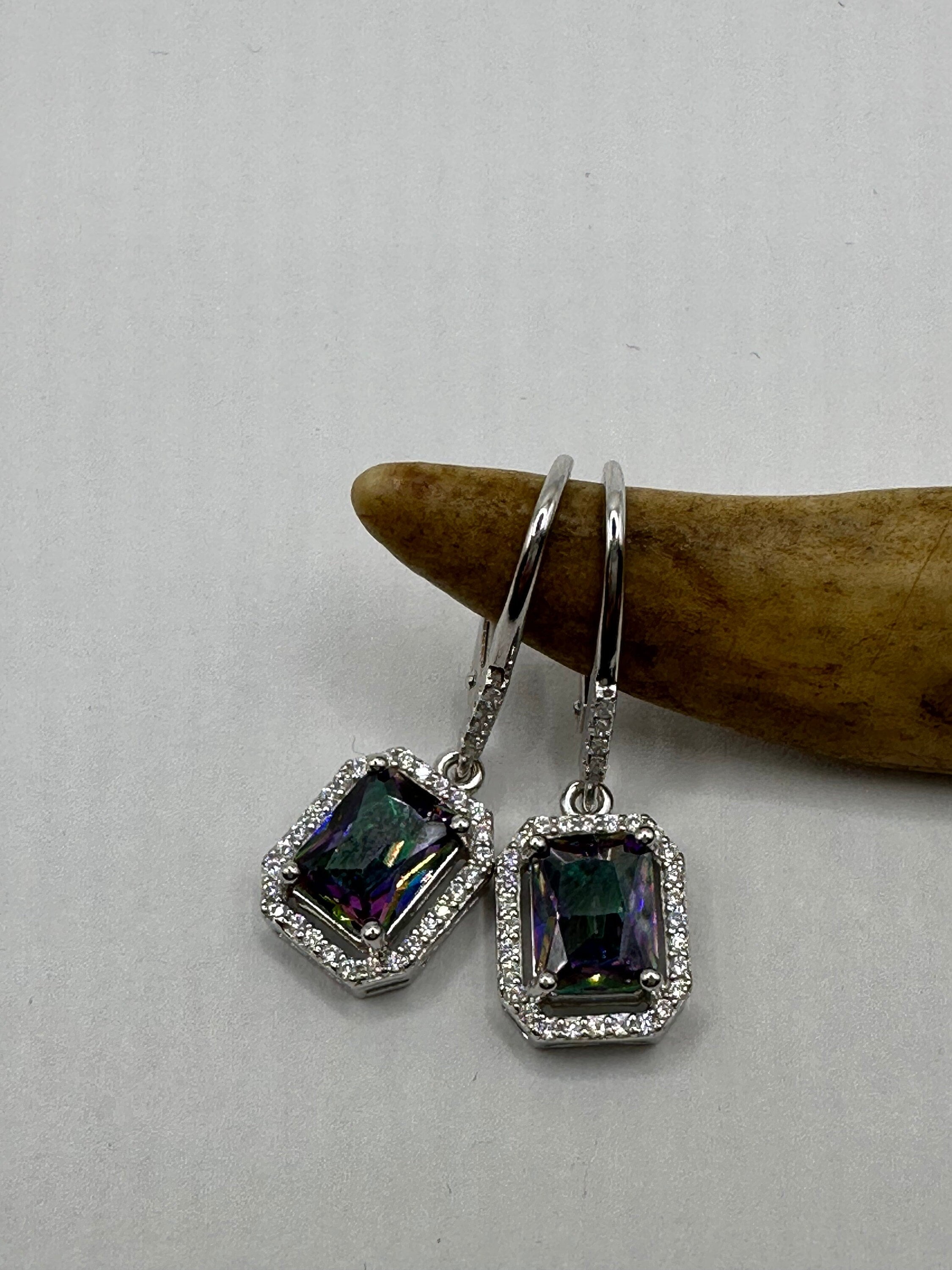 Orecchini A Borchie Argento Con Topazio Mistico E Opale Lavanda &ndash; 5x7mm, Regalo Donna